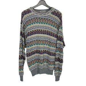 Vintage 90s Mondo di Marco Geometric Pattern Knit Pull Over Sweater Small